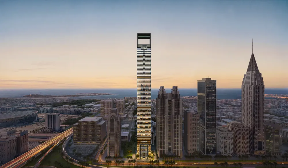Trump International Hotel & Tower Dubai rendering at dusk